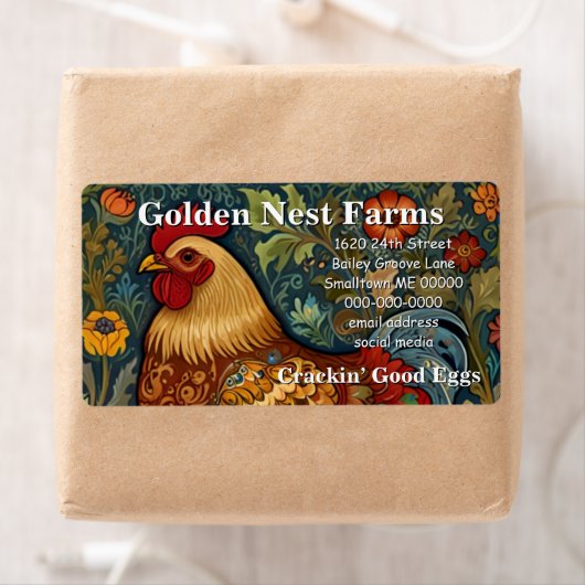Étiquette Coq rétro chic poulet de campagne (En situation)
