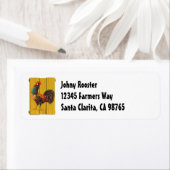 Étiquette Coq rétro sur Faux Wood Retourner l'adresse (En situation)