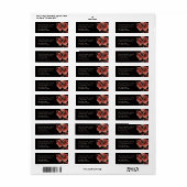 Étiquette Coquelicots rouges sur fond noir (Feuille entière)