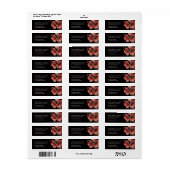 Étiquette Coquelicots rouges sur fond noir (Feuille entière)
