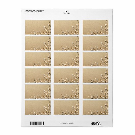 Étiquette Coques De Mer Sur Le Sable (Feuille entière)