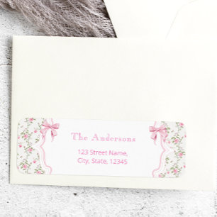 Étiquette Coquette Pink Bow Floral Girl Baby shower Étiquett