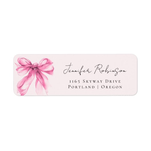 Étiquette Coquette Script Rose Bow Sweet 16 Fête Blush (Devant)