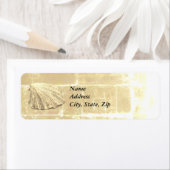 Étiquette Coquillage de Saint-Jacques sur sable (En situation)