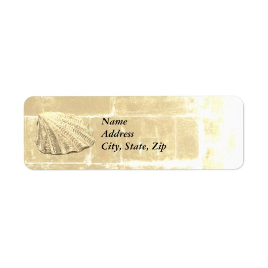 Étiquette Coquillage de Saint-Jacques sur sable (Devant)