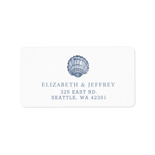 Étiquette Coquillages bleus rustiques Marine Ocean Beach Mar (Devant)