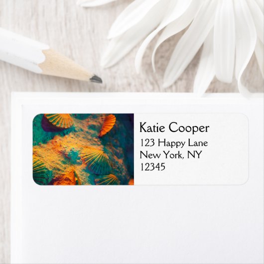 Étiquette Coquillages et sable (En situation)