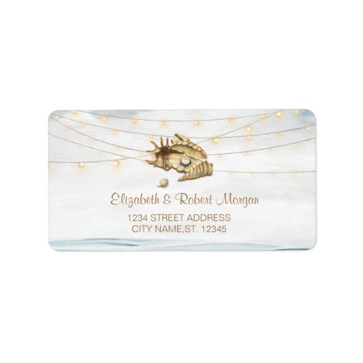 Étiquette Coquillages, Mer, Mariage de script des lumières d (Devant)