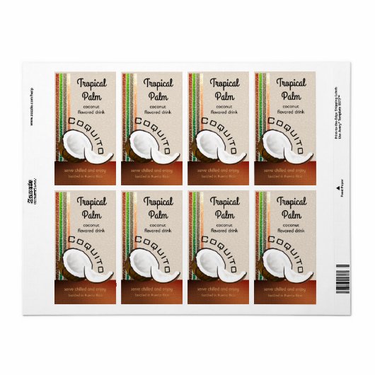 Étiquette Coquito Coconut Fruit (Feuille entière)