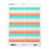Étiquette Corail Blanc Turquoise Ombre (Feuille entière)