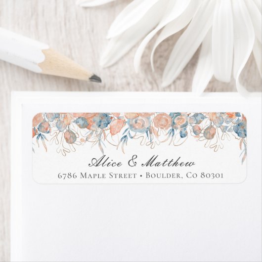 Étiquette corail bleu côtier Foliing Adresse de retour (En situation)