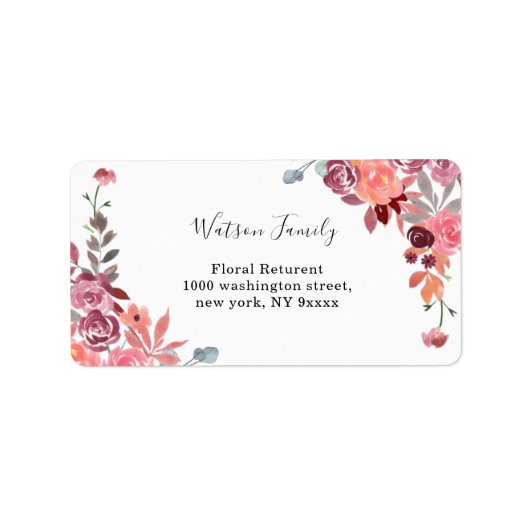 Étiquette Corail Et Pêche Aquarelle Mariage Floral (Devant)