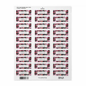 Étiquette Corail rouge rose noir Motif d'aquarelle (Feuille entière)
