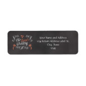 Étiquette Coral Chalkboard Script Plage Mariage (Devant)