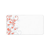 Étiquette Coral Grey Abstrait Floral Mariage Blank Adresse (Devant)
