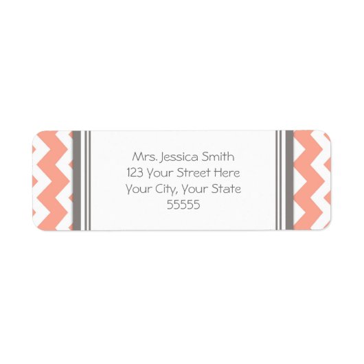 Étiquette Coral Grey Chevrons Adresse de retour personnalisé (Devant)