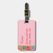 Étiquette Coral Quilt Block Bagage ou Machine à co (Devant Vertical)