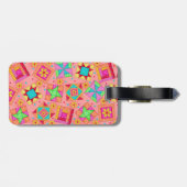 Étiquette Coral Quilt Block Bagage ou Machine à co (Dos horizontal)