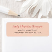 Étiquette Coral Script noir texte pêche Nom de retour Adress (En situation)