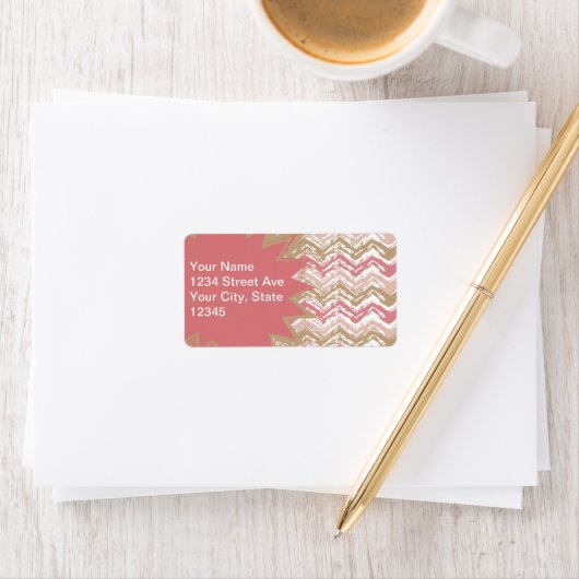 Étiquette Coral Spice Scribble ZigZag Chevron Motif (En situation)