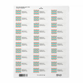 Étiquette Coral, Teal, White Large Chevron Zig Zag (Feuille entière)