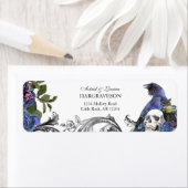 Étiquette Corbeau gothique et crâne pourpre Adresse de retou (En situation)