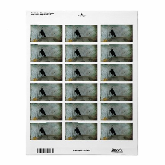 Étiquette Corbeaux d'Halloween (Feuille entière)