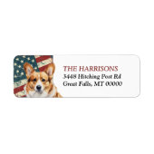Étiquette Corgi chien drapeau USA Grunge (Devant)