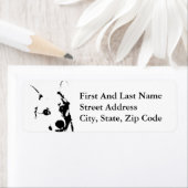 Étiquette Corgi Chien noir et blanc - croquis (En situation)