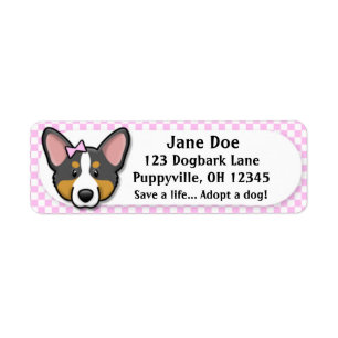 Étiquette Corgi de Gallois de cardigan de guingan rose de