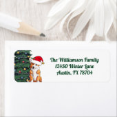 Étiquette Corgi de Noël à Santa Hat Mignonne Adresse de reto (En situation)