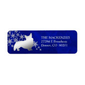 Étiquette Corgi d'hiver bleu Adresse de retour (Devant)