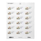 Étiquette Corgi mignon adorable aux fleurs (Feuille entière)