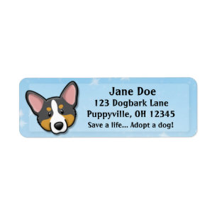 Étiquette Corgi noir et bronzage de Kawaii de cardigan de