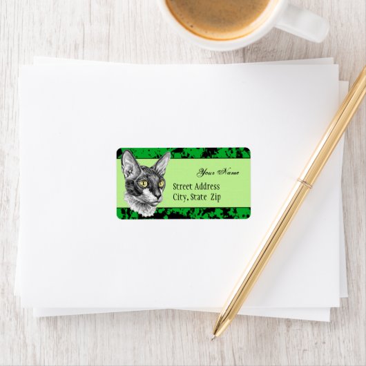 Étiquette Cornish Rex Sketch (En situation)