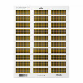 Étiquette Cornouailles National Tartan Jaune et Noir Plaid (Feuille entière)