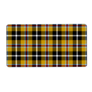 Étiquette Cornouailles National Tartan Jaune et Noir Plaid
