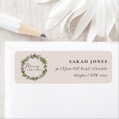 ÉTIQUETTE CORPORATE HOLLY BERRY WREATH NOËL ADRESSE (En situation)