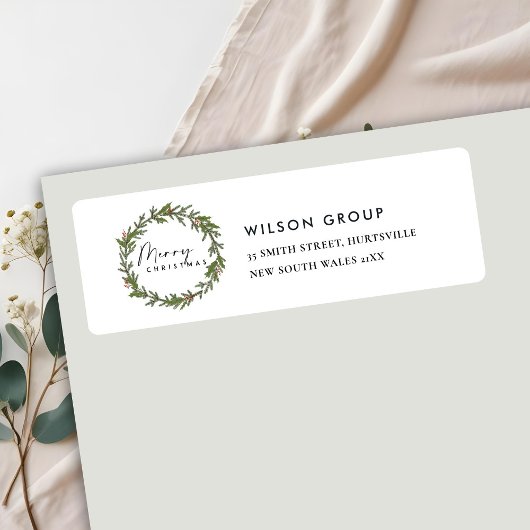ÉTIQUETTE CORPORATE HOLLY BERRY WREATH NOËL ADRESSE