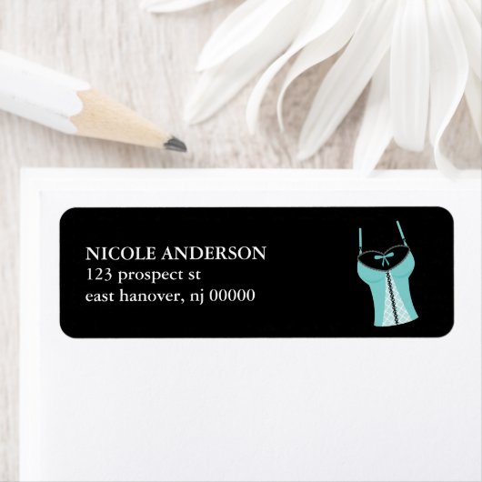 Étiquette Corset turquoise (En situation)