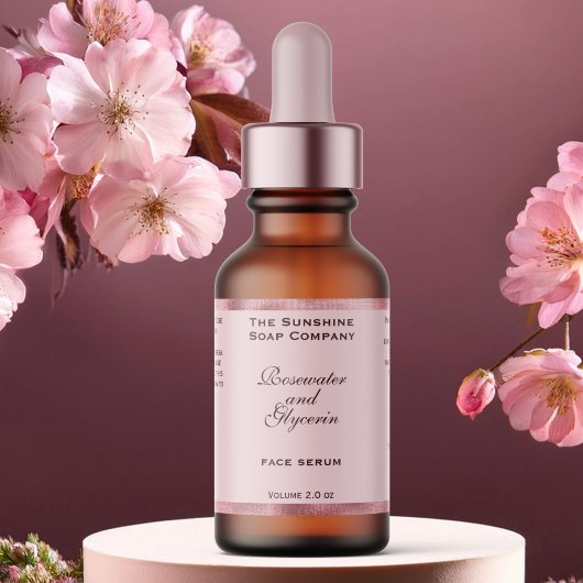 Étiquette Cosmétiques à huile rose et tissée Bouteille de go