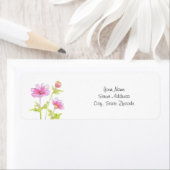 Étiquette Cosmos d'aquarelle rose (En situation)