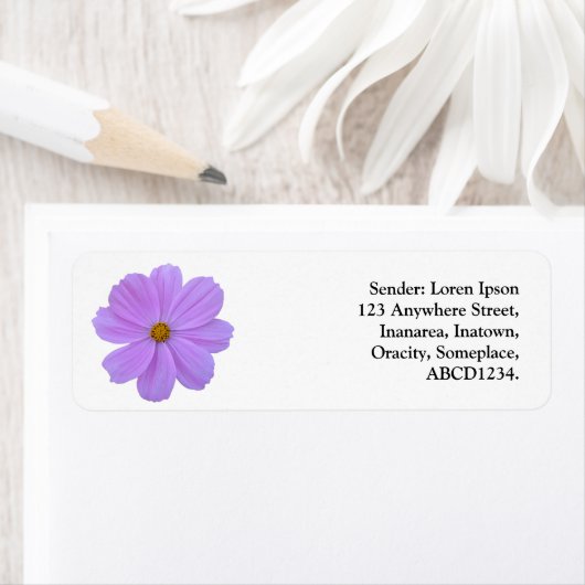 Étiquette Cosmos pourpres (En situation)