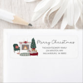 Étiquette Cosy Christmas Country Home Christmas Tree (En situation)