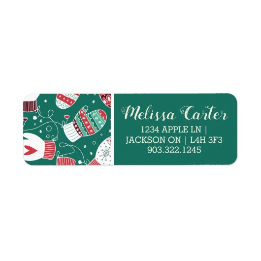 Étiquette Cosy hiver Noël Mittens Motif en vert (Devant)