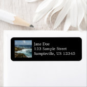 Étiquette Côte rocheuse d'Aruba et océan bleu (En situation)