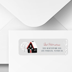 Étiquette Cottage et arbre moderne minimaliste vacances d'hi