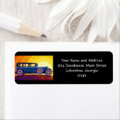 Étiquette Coucher de soleil arc-en-ciel vintage (En situation)