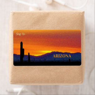 Étiquette Coucher de soleil en Arizona / Orange brillante / 