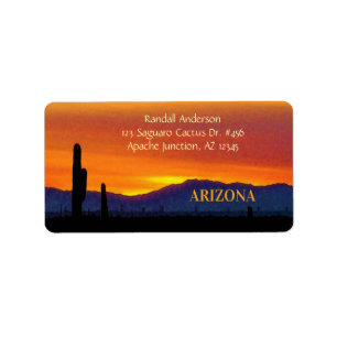 Étiquette Coucher de soleil en Arizona / Orange brillante / 